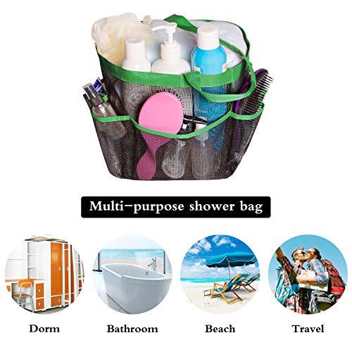 Attmu Mesh Shower Caddy, Quick Dry Shower Tote Bag Oxford Hanging Toiletry and Bath Organizer for Shampoo, Conditioner, Soap and Other Bathroom Accessories, Black, A-Black