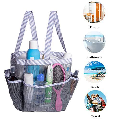 Attmu Mesh Shower Caddy, Quick Dry Shower Tote Bag Oxford Hanging Toiletry and Bath Organizer for Shampoo, Conditioner, Soap and Other Bathroom Accessories, Black, A-Black