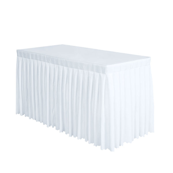 Surmente Tablecloth 14 ft Polyester Table Skirt for Weddings, Banquets, or Restaurants(White) … …