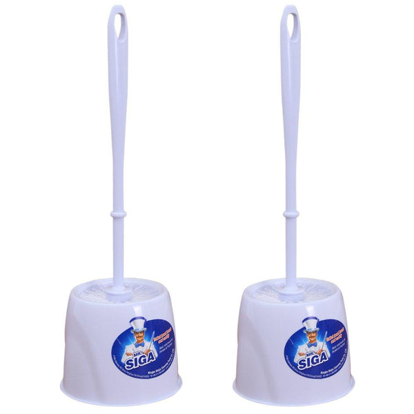 MR. SIGA Toilet Bowl Brush and Caddy, Dia 12cm x 38cm Height, Pack of 2 Set