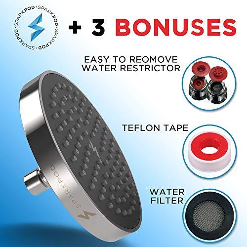 SparkPod Shower Head - High Pressure Rain - Luxury Modern Chrome Look - Easy Tool Free Installation - The Perfect Adjustable & Heavy Duty Universal Replacement For Your Bathroom Shower Heads