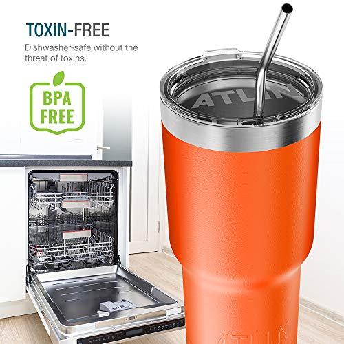 Atlin Tumbler [30 oz. Double Wall Stainless Steel Vacuum Insulation] Travel Mug [Crystal Clear Lid] Water Coffee Cup [Straw Included]For Home,Office,School - Works Great for Ice Drink, Hot Beverage