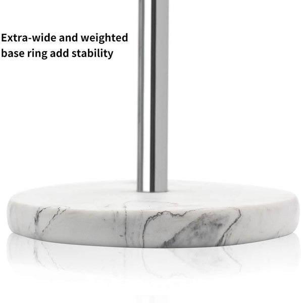 Topsky Paper Towel Holder for Kitchen - Kitchen Paper Towel Dispenser with Weighted Base for Standard Paper Towel Rolls, Stainless Steel and Marble Effect