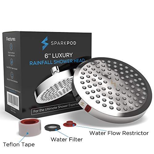 SparkPod Shower Head - High Pressure Rain - Luxury Modern Chrome Look - Easy Tool Free Installation - The Perfect Adjustable & Heavy Duty Universal Replacement For Your Bathroom Shower Heads