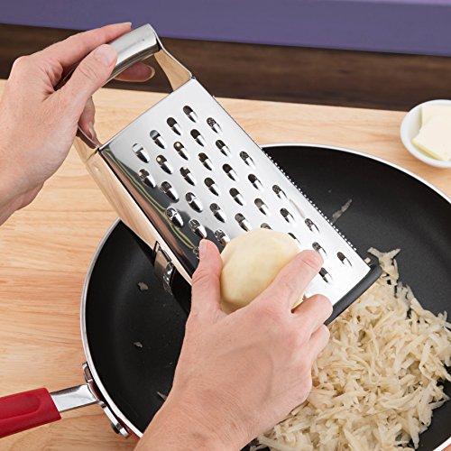 Spring Chef Box Grater, 4-Sided Stainless Steel Large 10-inch Grater for Parmesan Cheese, Ginger, Vegetables