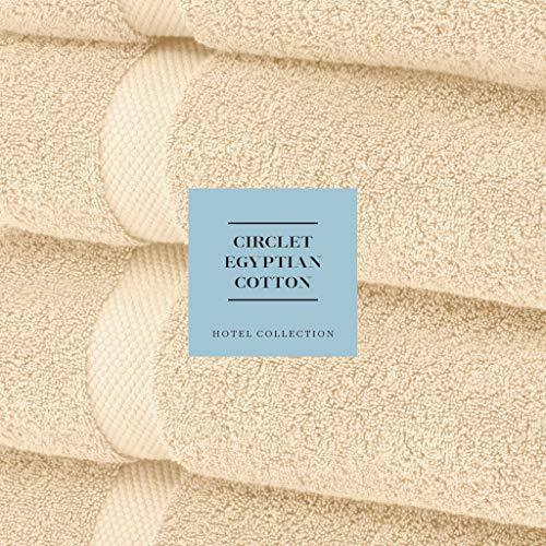 Luxury White Bath Towels Large - Circlet Egyptian Cotton | Highly Absorbent Hotel spa Collection Bathroom Towel | 27x54 Inch | Set of 4