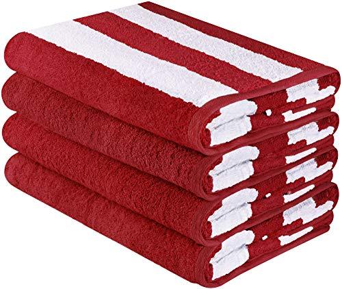 Utopia Towels Cabana Stripe Beach Towels (4 Pack, 30 x 60 Inches) - Large Pool Towels, Variety Pack