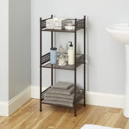 Silverwood Filigree Bathroom Collection Floor Shelf, 36" H, White