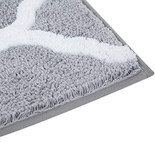 Pauwer Microfiber Bathroom Rugs Geometric, Non Slip Bath Rugs Floor Mat Machine Washable (18"x26", Grey)