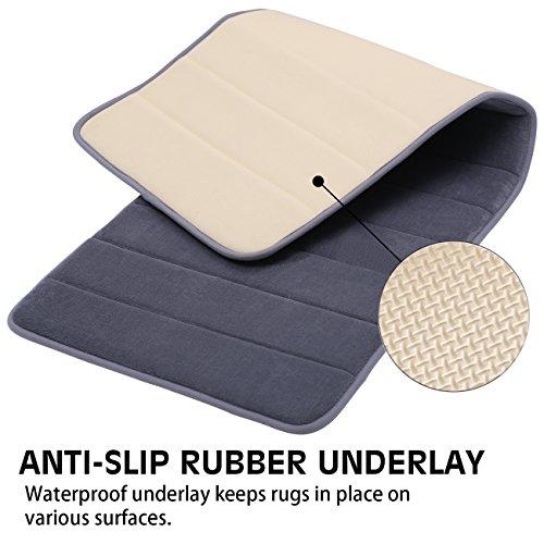 KMAT 47" x 17" Long Anti-Fatigue Memory Foam Kitchen Mats Bathroom Rugs Extra Soft Non-Slip Water Resistant Rubber Back Anti-Slip Runner Area Rug for Kitchen and Bathroom Grey