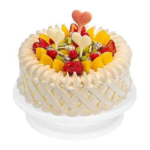 Kootek 11 Inch Rotating Cake Turntable with 2 Icing Spatula and Icing Smoother, Revolving Cake Stand White Banking Cake Decorating Supplies