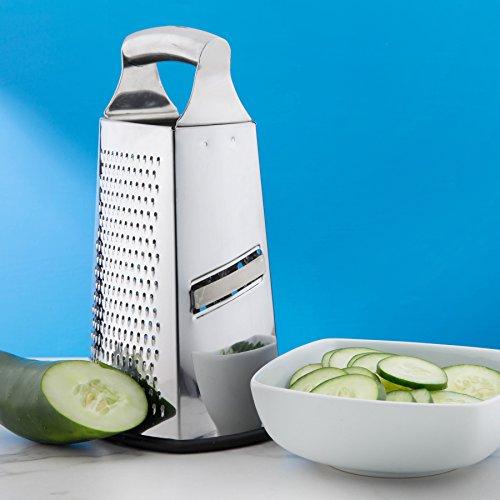 Spring Chef Box Grater, 4-Sided Stainless Steel Large 10-inch Grater for Parmesan Cheese, Ginger, Vegetables