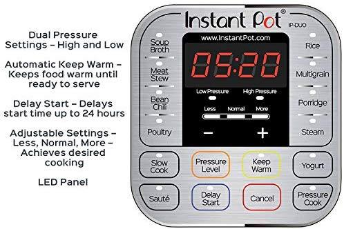 Instant Pot DUO60 6 Qt 7-in-1 Multi-Use Programmable Pressure Cooker, Slow Cooker, Rice Cooker, Steamer, Sauté, Yogurt Maker and Warmer