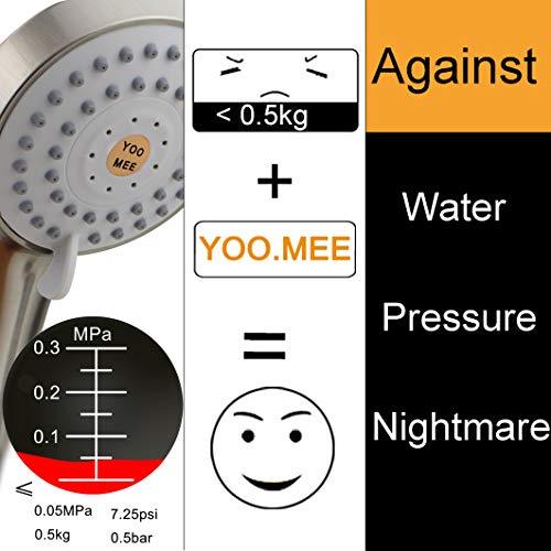 YOO.MEE High Pressure Handheld Shower Head with Powerful Shower Spray against Low Pressure Water Supply Pipeline, Multi-functions, Bathroom Accessories w/ 79'' Hose, Bracket, Flow Regulator, Chrome