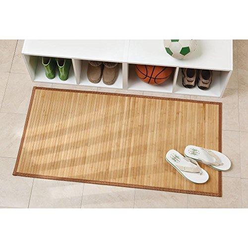 InterDesign Formbu Bamboo Floor Mat Non-Skid, Water-Resistant Runner Rug for Bathroom, Kitchen, Entryway, Hallway, Office, Mudroom, Vanity, 17" x 24", Natural Beige