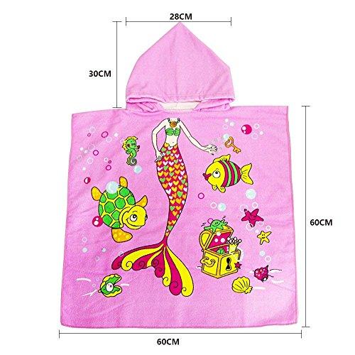 AYUQI Kids Poncho Towel for Bath Beach Swimming Hooded Towel, Kids Soft Cartoon Bathrobe Fast Drying Towel for Girls