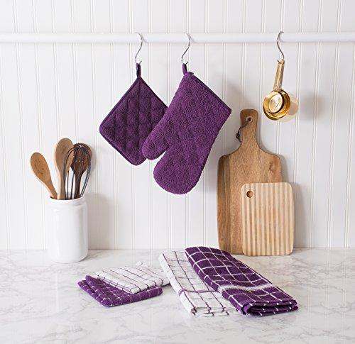 DII Cotton Terry Windowpane Dish Cloths, 12 x 12" Set of 6, Machine Washable and Ultra Absorbent Kitchen Dishcloth-Gray