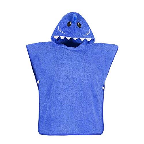 Hudz Kidz Hooded Towel for Kids & Toddlers, Ideal at Bath, Beach, Pool (Blue Shark)