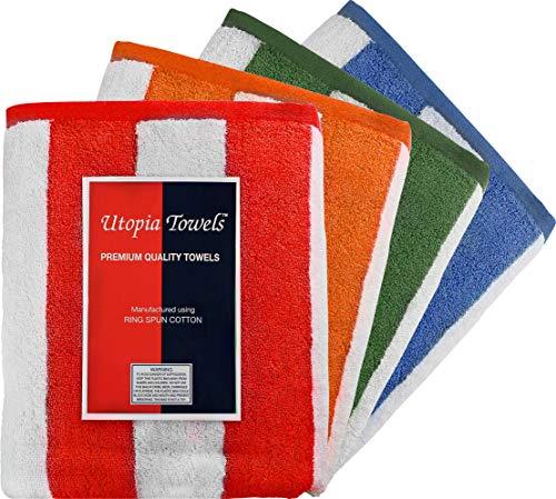 Utopia Towels Cabana Stripe Beach Towels (4 Pack, 30 x 60 Inches) - Large Pool Towels, Variety Pack