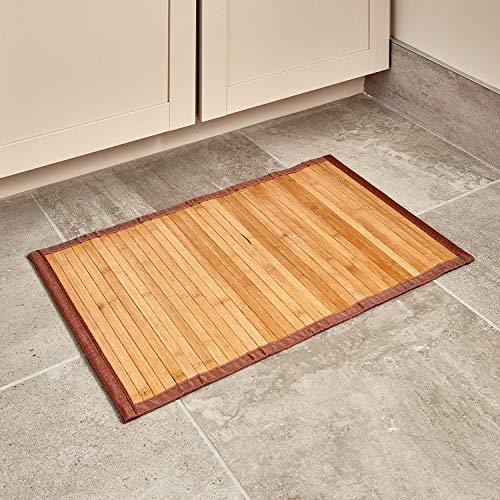 InterDesign Formbu Bamboo Floor Mat Non-Skid, Water-Resistant Runner Rug for Bathroom, Kitchen, Entryway, Hallway, Office, Mudroom, Vanity, 17" x 24", Natural Beige