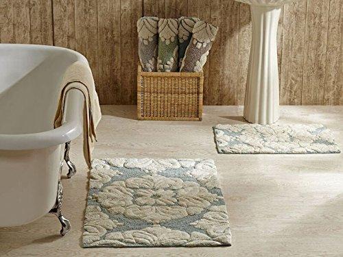 Better Trends / Pan Overseas Medallion 170 GSF 100-Percent Cotton 2-Piece Luxury Tufted Bath Rug Set, 21 by 34/17 by 24-Inch, Beige/Natural