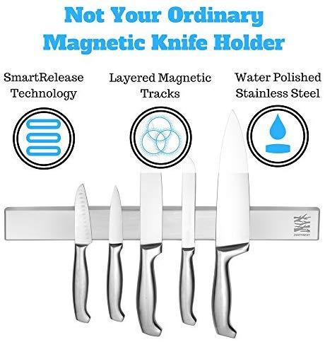 Wall Mounted Knife Holder | Magnetic Stainless Steel Block | 12 inches | Perfect for the Contemporary Kitchen