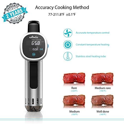 Wancle SVC001 Sous Vide Cooker, Thermal Immersion Circulator, with Recipe E-Cookbook, Accurate Temperature Digital Timer, Ultra-Quiet, 850 Watts, 120V, Stain, Stainless Steel, Black