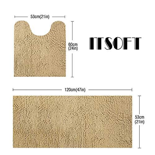 ITSOFT 3pc Non-Slip Shaggy Chenille Bathroom Mat Set