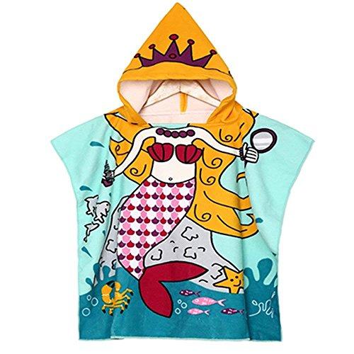 AYUQI Kids Poncho Towel for Bath Beach Swimming Hooded Towel, Kids Soft Cartoon Bathrobe Fast Drying Towel for Girls