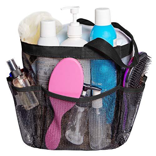 Attmu Mesh Shower Caddy, Quick Dry Shower Tote Bag Oxford Hanging Toiletry and Bath Organizer for Shampoo, Conditioner, Soap and Other Bathroom Accessories, Black, A-Black