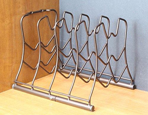 DecoBros Kitchen Counter and Cabinet Pan Organizer Shelf Rack, Bronze