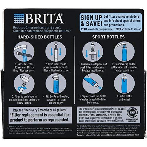 Brita Water Bottle Filter Replacements - BPA Free - 5 Count, Black