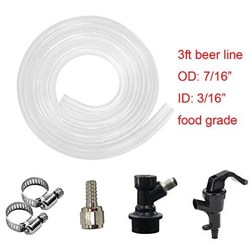 PERA 2 Pair Ball Lock MFL Beer Keg Disconnect Set with Swivel Nuts (2) 5/16 Gas, 1/4 Liquid Barbed