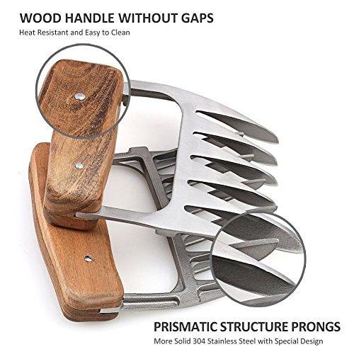 Metal Meat Claws, 1Easylife 18/8 Stainless Steel Meat Forks with Wooden Handle, Best Meat Claws for Shredding, Pulling, Handing, Lifting & Serving Pork, Turkey, Chicken, Brisket (2 Pcs,BPA Free)