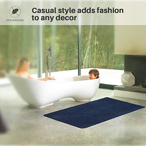 Secura Housewares Bathroom Rugs, Oversize 47" x 28" | Non Slip, Water Absorbent, Machine Washable Bath Mat Carpets | Ultra Soft, Fluffy, Thick Chenille Bath Mats for Doors, Bathroom, Kitchen | Gray