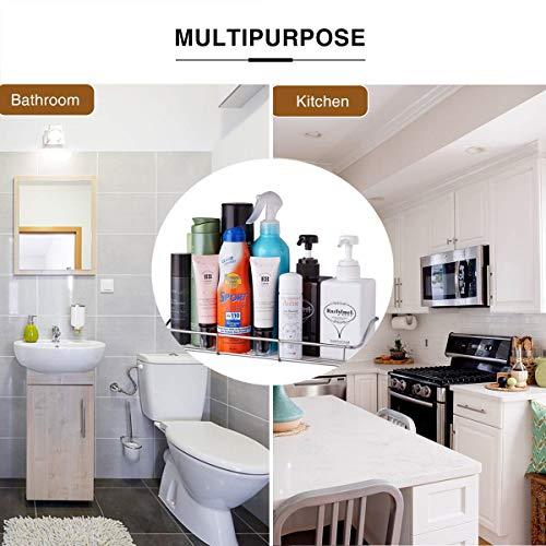 Adhesive Bathroom Shelf Organizer Shower Caddy Kitchen Storage Rack Wall Mounted No Drilling SUS304 Stainless Steel - 2 PACK