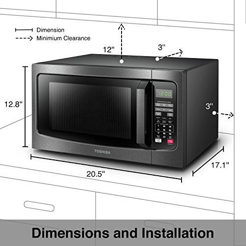 Toshiba  EM131A5C-BS Microwave Oven with Smart Sensor, Easy Clean Interior, ECO Mode and Sound On/Off, 1.2 Cu.ft, 1100W, Black Stainless Steel