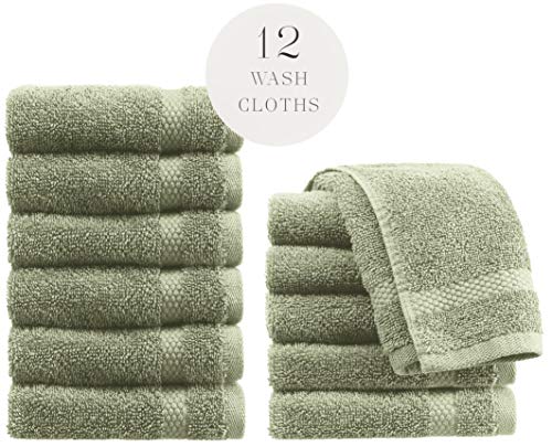 WhiteClassic Luxury Washcloths for Bathroom-Hotel-Spa-Kitchen - Circlet Egyptian Cotton - Highly Absorbent Hotel Quality Face Towels - Bulk Set of 12 - White