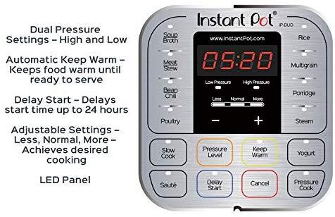 Instant Pot DUO60 6 Qt 7-in-1 Multi-Use Programmable Pressure Cooker, Slow Cooker, Rice Cooker, Steamer, Sauté, Yogurt Maker and Warmer