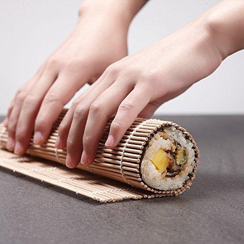 Sushi Making Kit, Bamboo Sushi Mat, Including 2 Sushi Rolling Mats, 5 Pairs of Chopsticks, 1 Paddle, 1 Spreader, 1 Beginner Guide PDF, Roll On, Beginner Sushi Kit