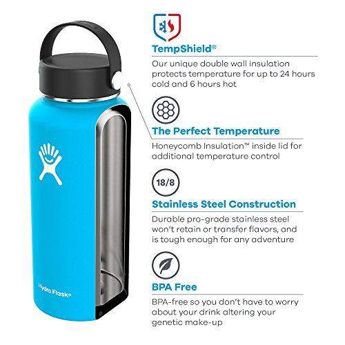 Hydro Flask Water Bottle | Stainless Steel & Vacuum Insulated | Wide Mouth with Straw Lid | Multiple Sizes & Colors