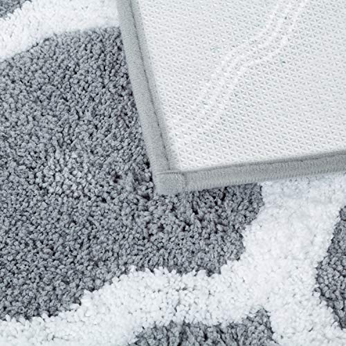 Pauwer Microfiber Bathroom Rugs Geometric, Non Slip Bath Rugs Floor Mat Machine Washable (18"x26", Grey)