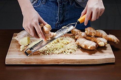 Deiss PRO Citrus Zester & Cheese Grater — Parmesan Cheese Lemon, Ginger, Garlic, Nutmeg, Chocolate, Vegetables, Fruits - Razor-Sharp Stainless Steel Blade Wide Dishwasher Safe