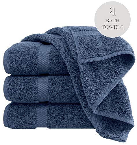 Luxury White Bath Towels Large - Circlet Egyptian Cotton | Highly Absorbent Hotel spa Collection Bathroom Towel | 27x54 Inch | Set of 4