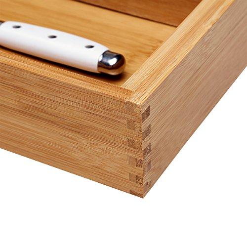 Bamboo Cutlery Tray Kitchen Utensil Silverware Flatware Drawer Organizer Dividers with 5 Compartment