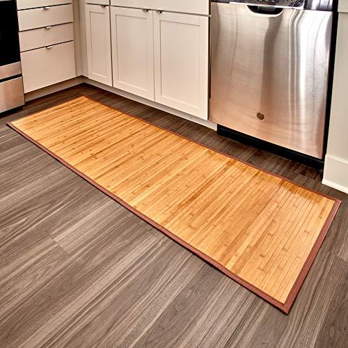 InterDesign Formbu Bamboo Floor Mat Non-Skid, Water-Resistant Runner Rug for Bathroom, Kitchen, Entryway, Hallway, Office, Mudroom, Vanity, 17" x 24", Natural Beige