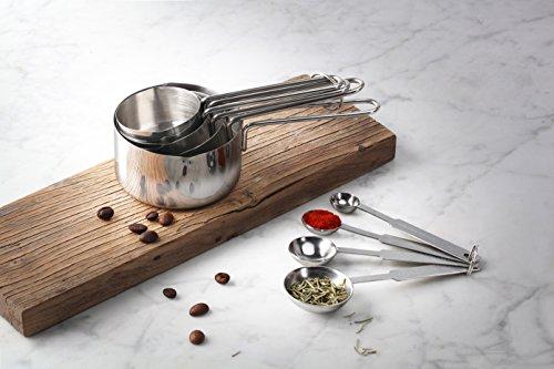 New Star Foodservice 42917 Stainless Steel Measuring Spoons and Cups Combo, Set of 8, Silver