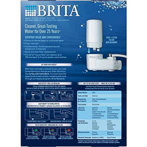 Brita Tap Water Filter System, Water Faucet Filtration System with Filter Change Reminder, Reduces Lead, BPA Free, Fits Standard Faucets Only - Basic, White