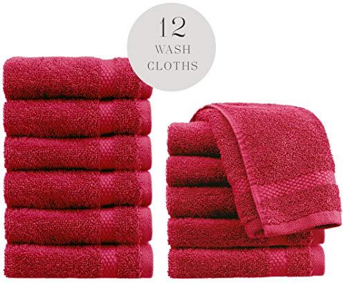 WhiteClassic Luxury Washcloths for Bathroom-Hotel-Spa-Kitchen - Circlet Egyptian Cotton - Highly Absorbent Hotel Quality Face Towels - Bulk Set of 12 - White