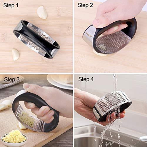 Vantic Garlic Press Rocker - Stainless Steel Garlic Mincer Crusher and Peeler (2019)